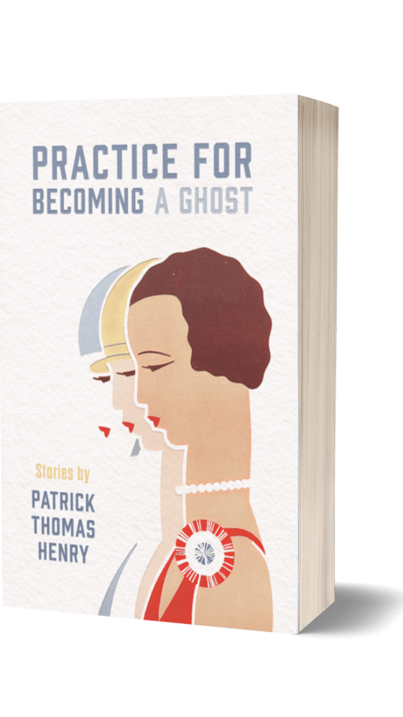 Three-dimensional image of the book PRACTICE FOR BECOMING A GHOST. Cover image features the overlapping silhouettes of three women, over a light taupe background.